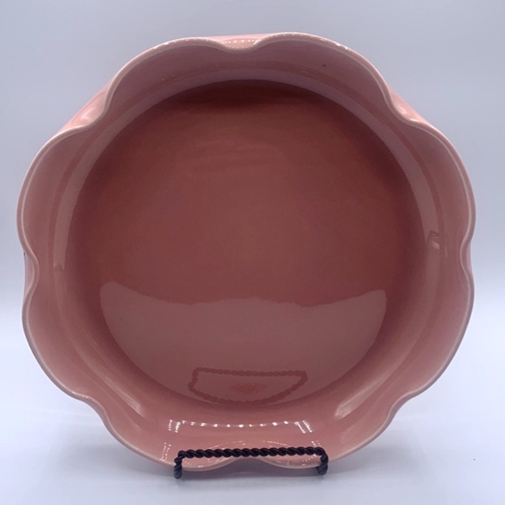 Vintage MCM Pink California Pottery S-50 Scalloped Pinched Pottery Bowl